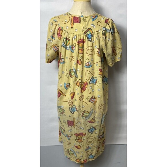 Vintage Copacabana Pearl Snap Up House Nightwear Dressing Gown Sz S 2 Pockets - Picture 2 of 2